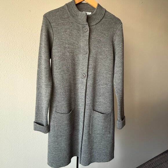 GIO & GIO Italian merino wool blend long gray sweater cardigan, size L - Picture 1 of 9